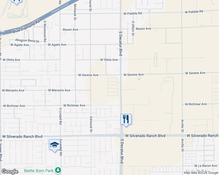 map of restaurants, bars, coffee shops, grocery stores, and more near 9380 South Decatur Boulevard in Las Vegas
