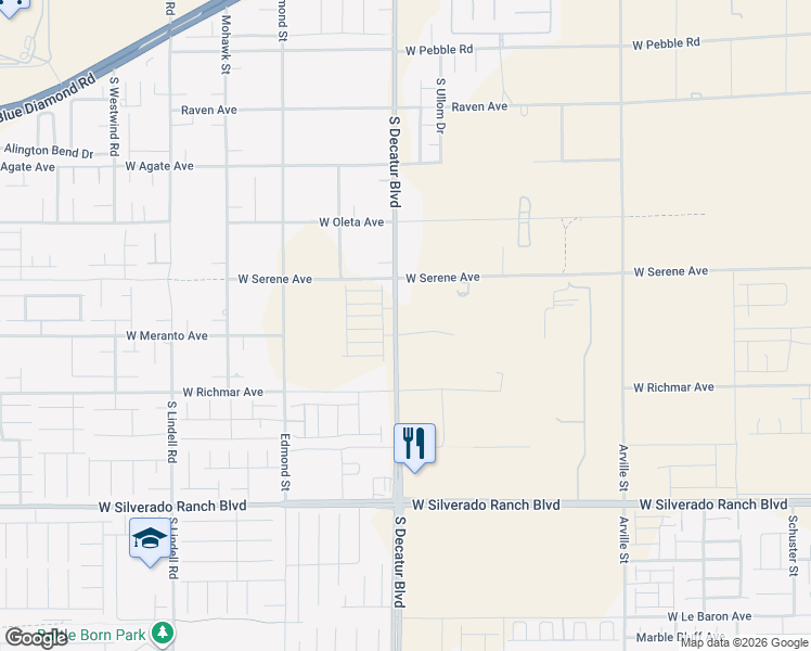 map of restaurants, bars, coffee shops, grocery stores, and more near 9380 South Decatur Boulevard in Las Vegas