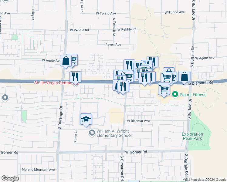 map of restaurants, bars, coffee shops, grocery stores, and more near 9296 Clear Day Lane in Las Vegas