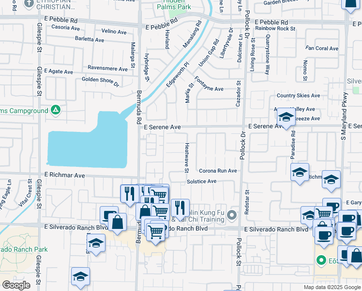 map of restaurants, bars, coffee shops, grocery stores, and more near 610 Artrea Place in Las Vegas