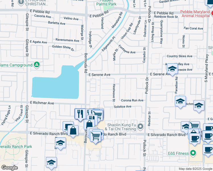 map of restaurants, bars, coffee shops, grocery stores, and more near 530 Artrea Place in Las Vegas