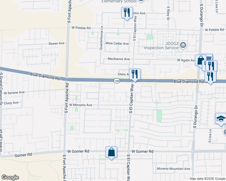 map of restaurants, bars, coffee shops, grocery stores, and more near 9310 Pinarello Street in Las Vegas