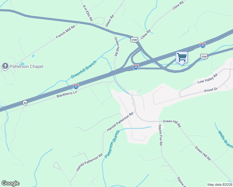 map of restaurants, bars, coffee shops, grocery stores, and more near 334 Antler Ridge in Dandridge