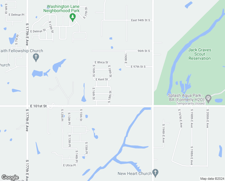 map of restaurants, bars, coffee shops, grocery stores, and more near 3515 South 18th Street in Broken Arrow