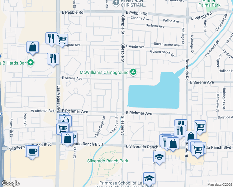 map of restaurants, bars, coffee shops, grocery stores, and more near 9387 Vital Crest Street in Las Vegas