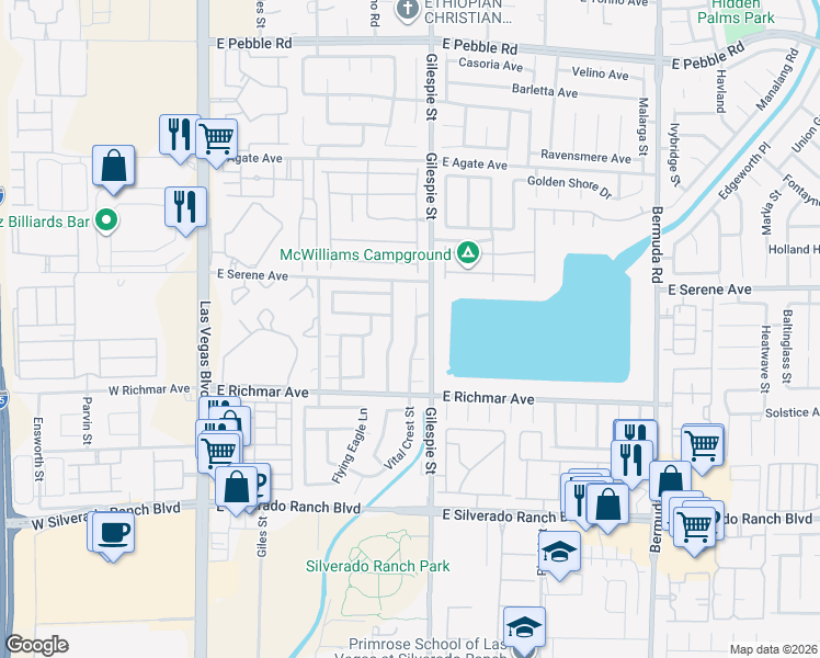 map of restaurants, bars, coffee shops, grocery stores, and more near 9387 Vital Crest Street in Las Vegas