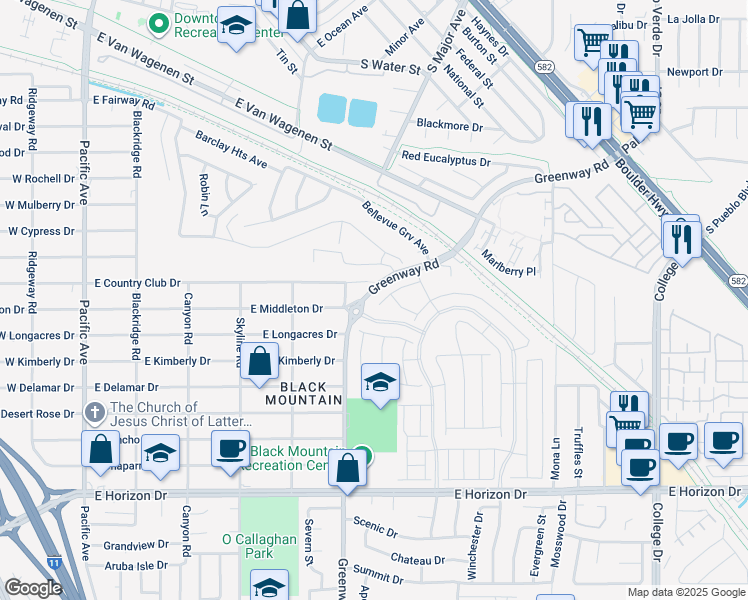 map of restaurants, bars, coffee shops, grocery stores, and more near 214 Augusta Ridge Court in Henderson