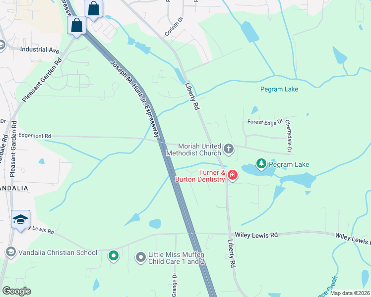 map of restaurants, bars, coffee shops, grocery stores, and more near 1022 Edgemont Road in Greensboro