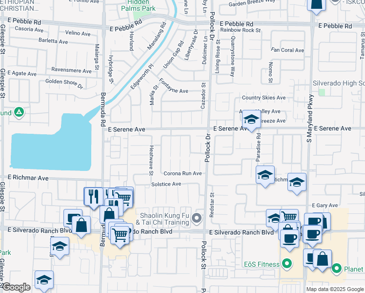 map of restaurants, bars, coffee shops, grocery stores, and more near 9354 Spellman Court in Las Vegas