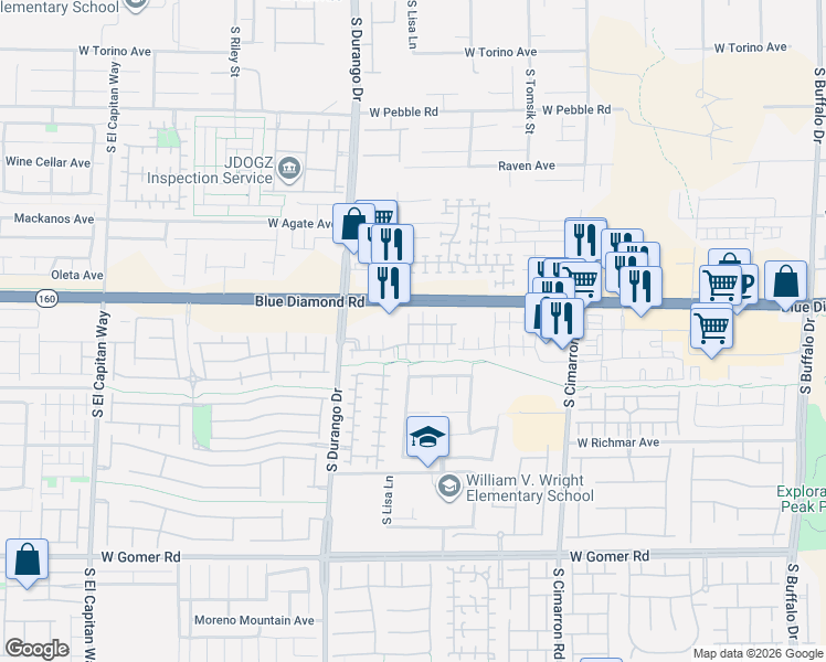 map of restaurants, bars, coffee shops, grocery stores, and more near 8485 Classique Avenue in Las Vegas