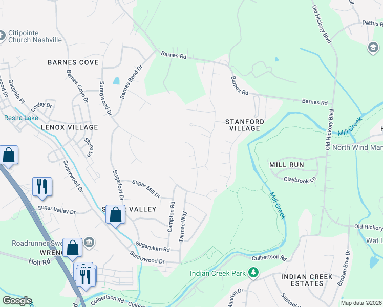map of restaurants, bars, coffee shops, grocery stores, and more near 8045 Brockman Lane in Nashville
