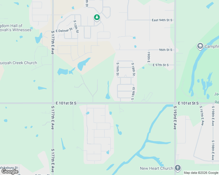 map of restaurants, bars, coffee shops, grocery stores, and more near 18675 East 101st Street in Broken Arrow