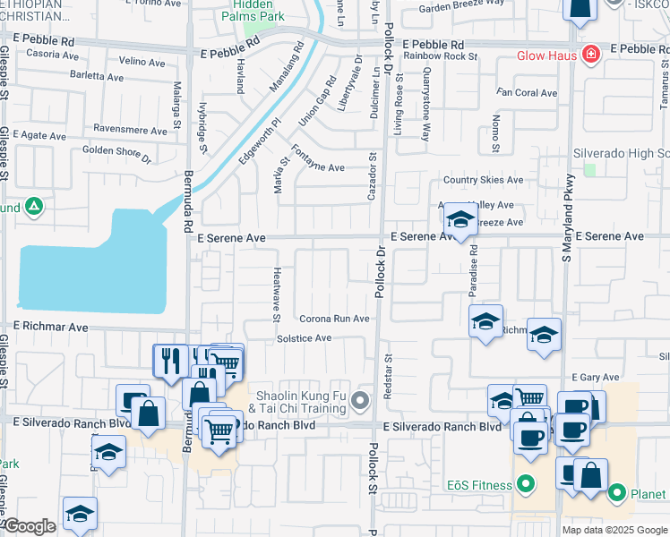 map of restaurants, bars, coffee shops, grocery stores, and more near 9378 Spellman Court in Las Vegas