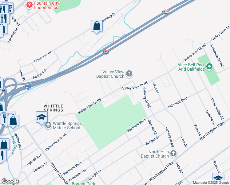 map of restaurants, bars, coffee shops, grocery stores, and more near 3534 Morgan Springs Way in Knoxville