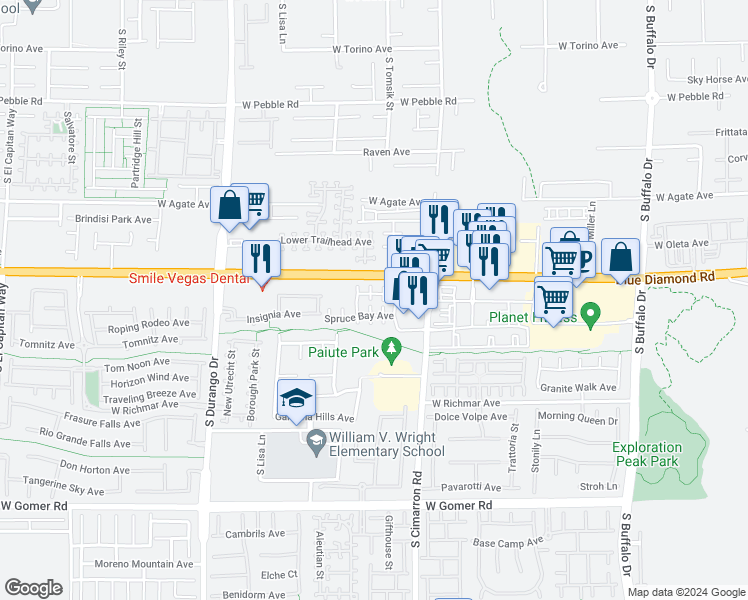 map of restaurants, bars, coffee shops, grocery stores, and more near 9288 South Opal Hills Lane in Las Vegas