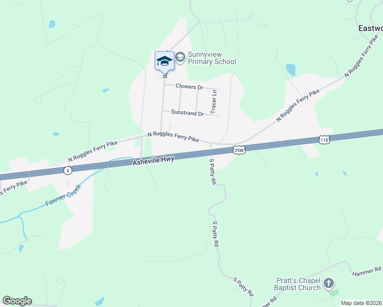 map of restaurants, bars, coffee shops, grocery stores, and more near Highway 9 in Knoxville