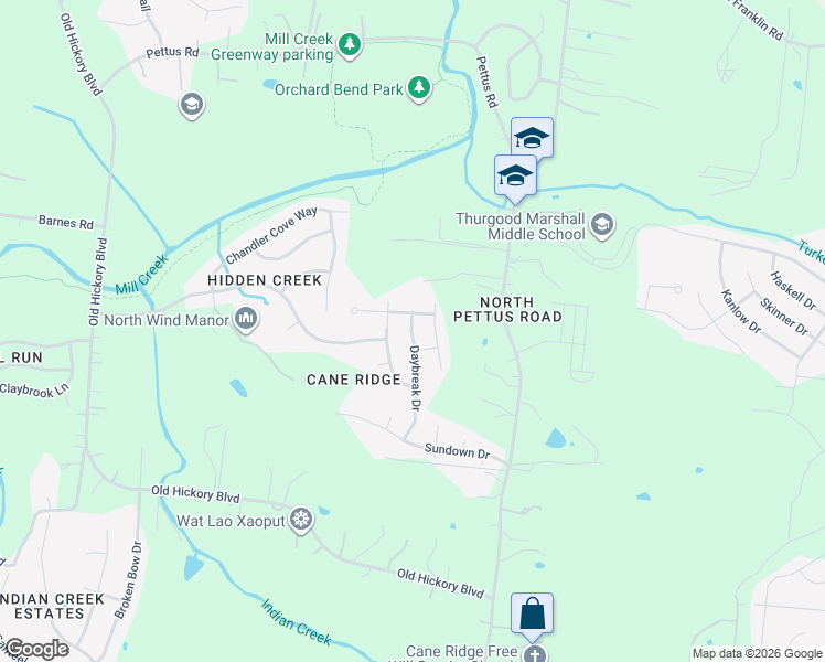 map of restaurants, bars, coffee shops, grocery stores, and more near 886 Daybreak Drive in Nashville
