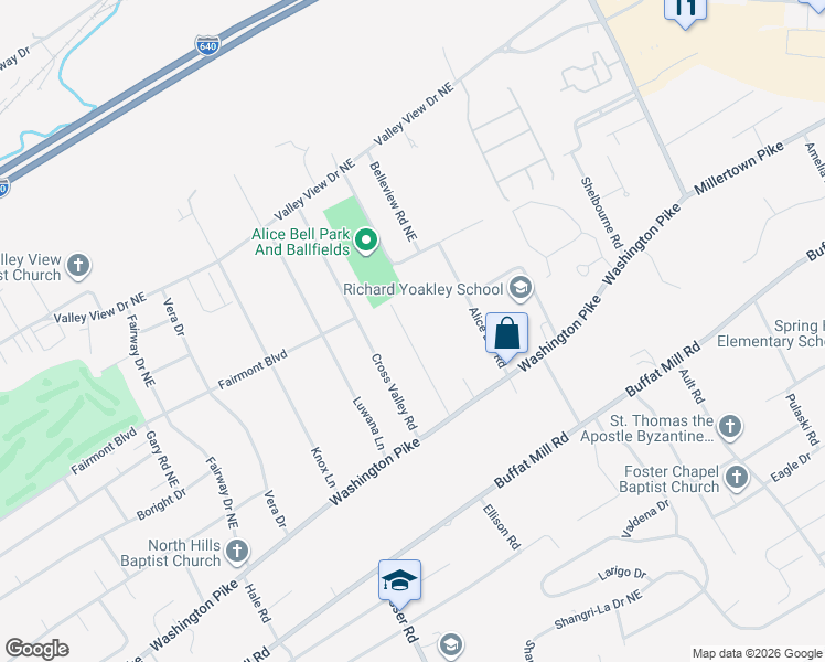 map of restaurants, bars, coffee shops, grocery stores, and more near 3104 Atoka Lane in Knoxville
