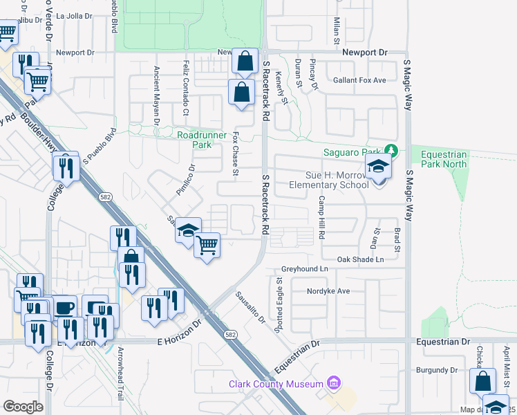map of restaurants, bars, coffee shops, grocery stores, and more near 698 South Racetrack Road in Henderson