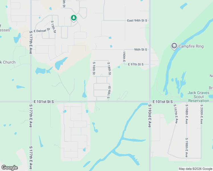 map of restaurants, bars, coffee shops, grocery stores, and more near 3505 South 18th Street in Broken Arrow