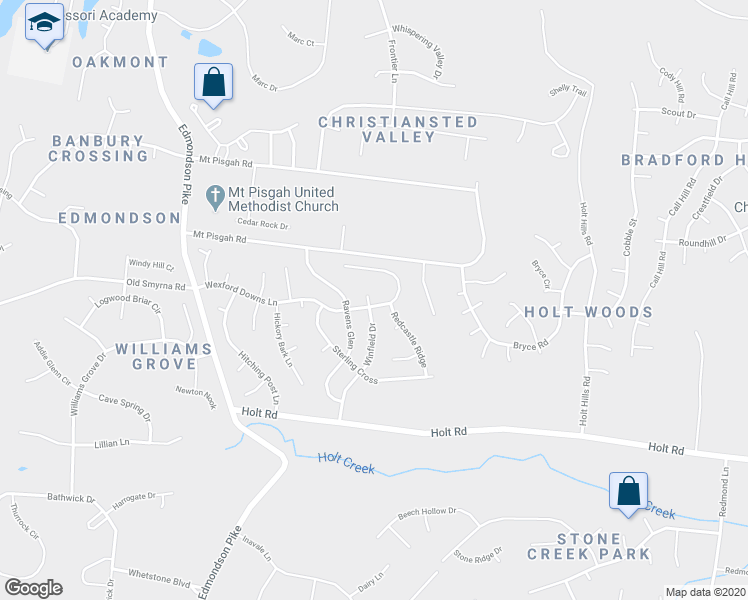 map of restaurants, bars, coffee shops, grocery stores, and more near 1409 Wexford Downs Lane in Nashville