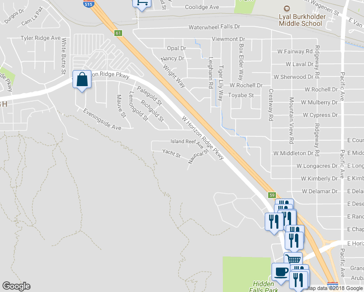 map of restaurants, bars, coffee shops, grocery stores, and more near 349 Island Reef Avenue in Henderson