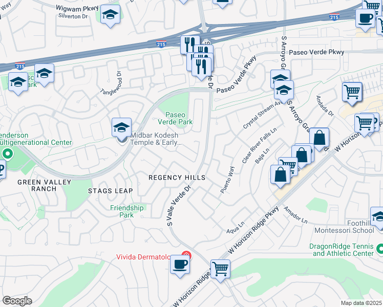 map of restaurants, bars, coffee shops, grocery stores, and more near 1831 Swallow Hill Avenue in Henderson