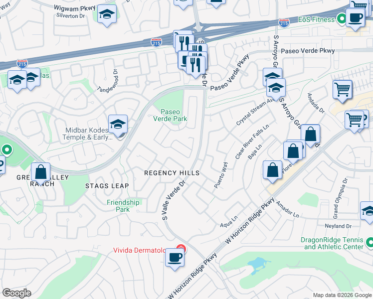 map of restaurants, bars, coffee shops, grocery stores, and more near 1831 Swallow Hill Avenue in Henderson