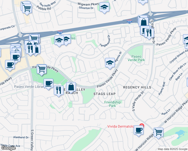 map of restaurants, bars, coffee shops, grocery stores, and more near 2054 Rawhide Village Court in Henderson
