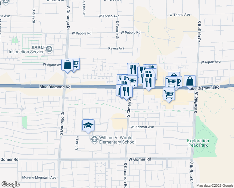 map of restaurants, bars, coffee shops, grocery stores, and more near 9282 Moonlight Nest Lane in Las Vegas
