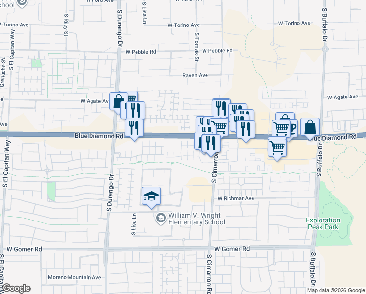 map of restaurants, bars, coffee shops, grocery stores, and more near 9284 Night Mesa Street in Las Vegas