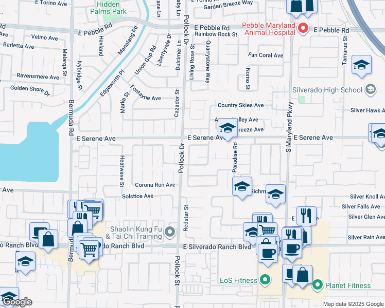 map of restaurants, bars, coffee shops, grocery stores, and more near 9358 South Chateau Saint Jean Drive in Las Vegas