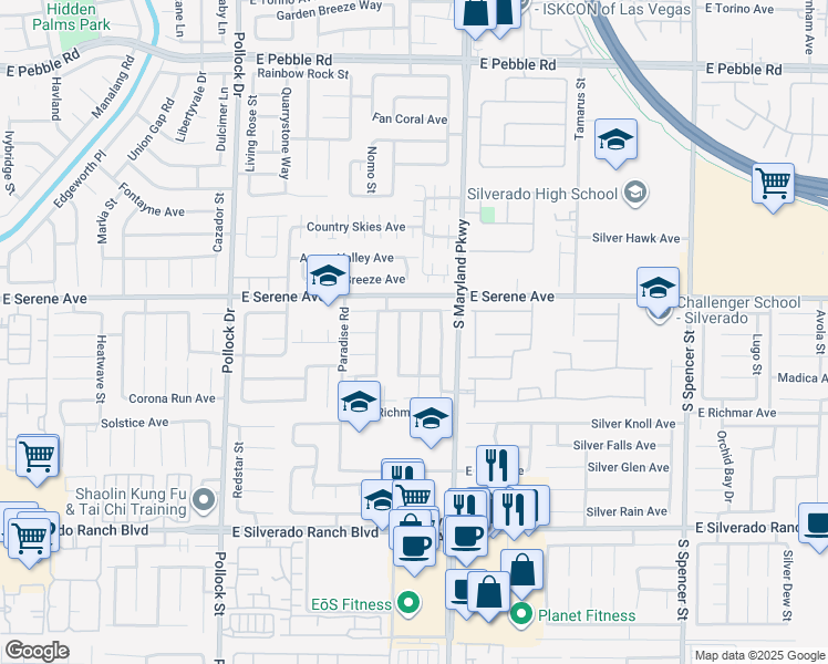 map of restaurants, bars, coffee shops, grocery stores, and more near 9362 Coral Berry Street in Las Vegas