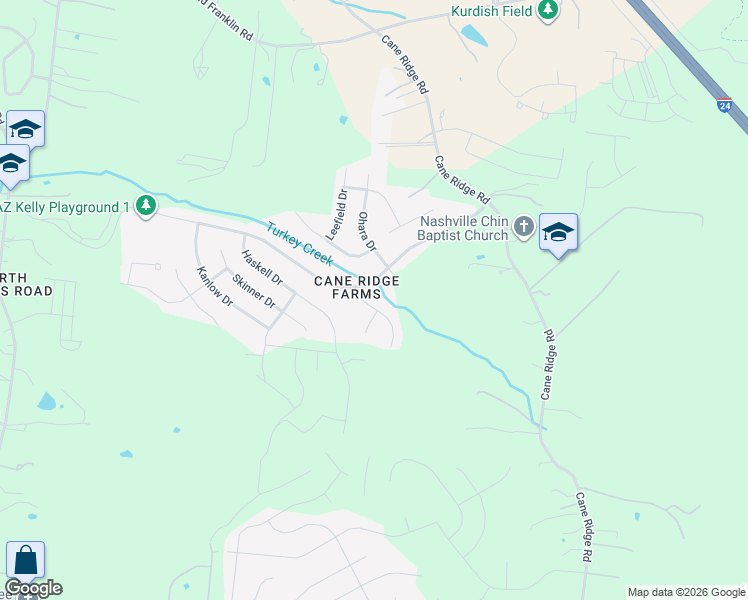 map of restaurants, bars, coffee shops, grocery stores, and more near 2109 Camille Drive in Nashville