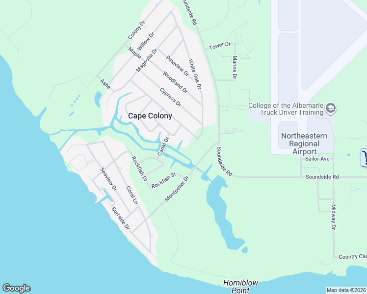 map of restaurants, bars, coffee shops, grocery stores, and more near 814 White Oak Drive in Edenton