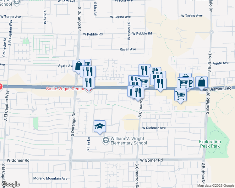 map of restaurants, bars, coffee shops, grocery stores, and more near 9281 Night Mesa Street in Las Vegas
