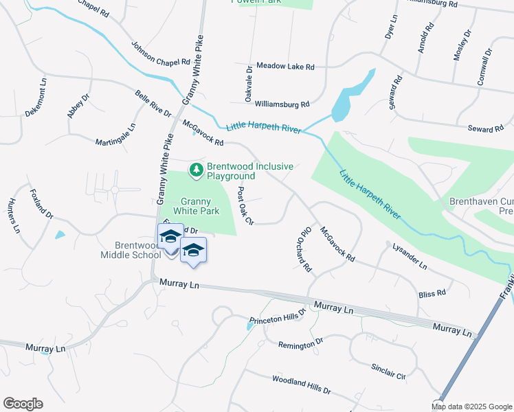 map of restaurants, bars, coffee shops, grocery stores, and more near 5315 Curlybark Place in Brentwood