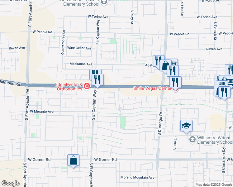 map of restaurants, bars, coffee shops, grocery stores, and more near 9280 Pineneedle Ridge Street in Las Vegas