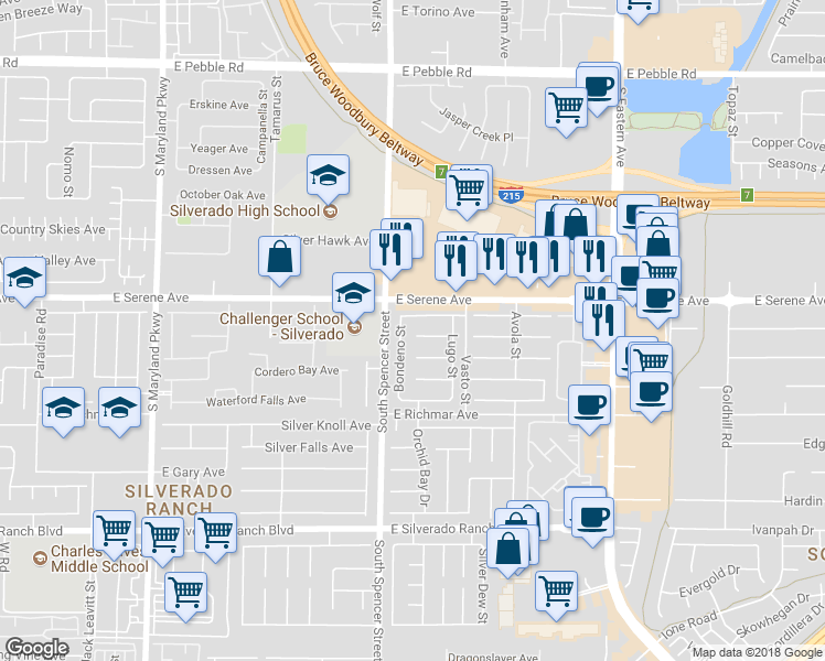 map of restaurants, bars, coffee shops, grocery stores, and more near 1878 Bova Matrina Ct in Las Vegas