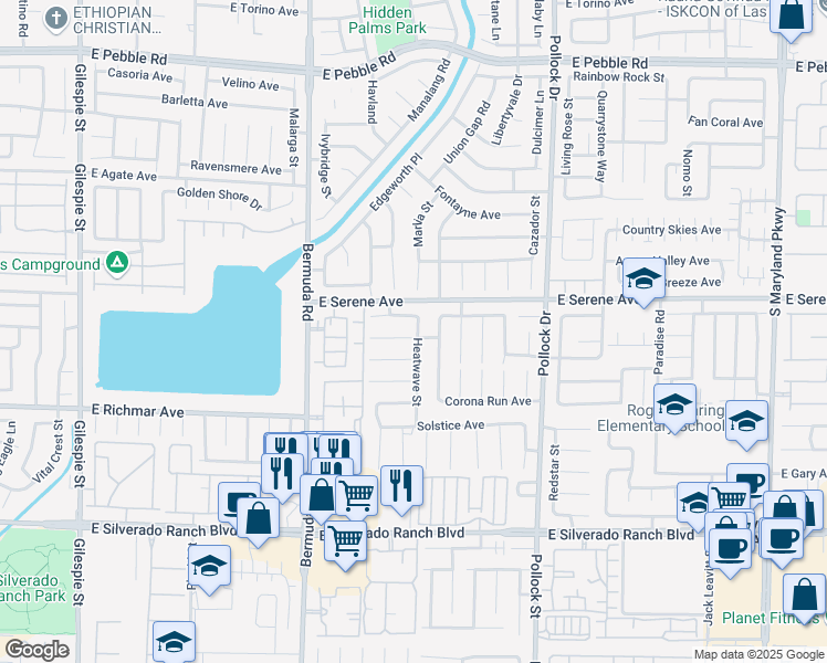 map of restaurants, bars, coffee shops, grocery stores, and more near 610 Artrea Place in Las Vegas