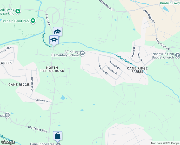 map of restaurants, bars, coffee shops, grocery stores, and more near 2744 Bison Court in Nashville