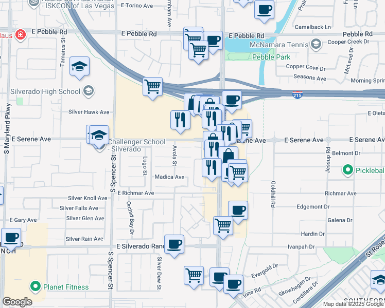 map of restaurants, bars, coffee shops, grocery stores, and more near 2226 Lipari Court in Las Vegas