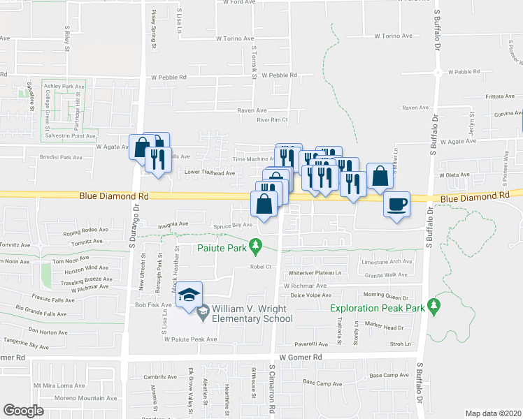 map of restaurants, bars, coffee shops, grocery stores, and more near 9272 Aspen Shadow Street in Las Vegas