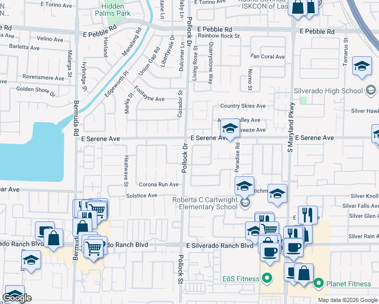 map of restaurants, bars, coffee shops, grocery stores, and more near 9358 South Chateau Saint Jean Drive in Las Vegas