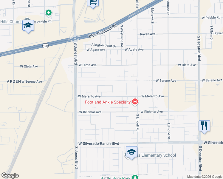 map of restaurants, bars, coffee shops, grocery stores, and more near 5788 Lewis Falls Avenue in Las Vegas