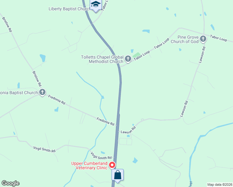 map of restaurants, bars, coffee shops, grocery stores, and more near 5247 U.S. 127 in Crossville