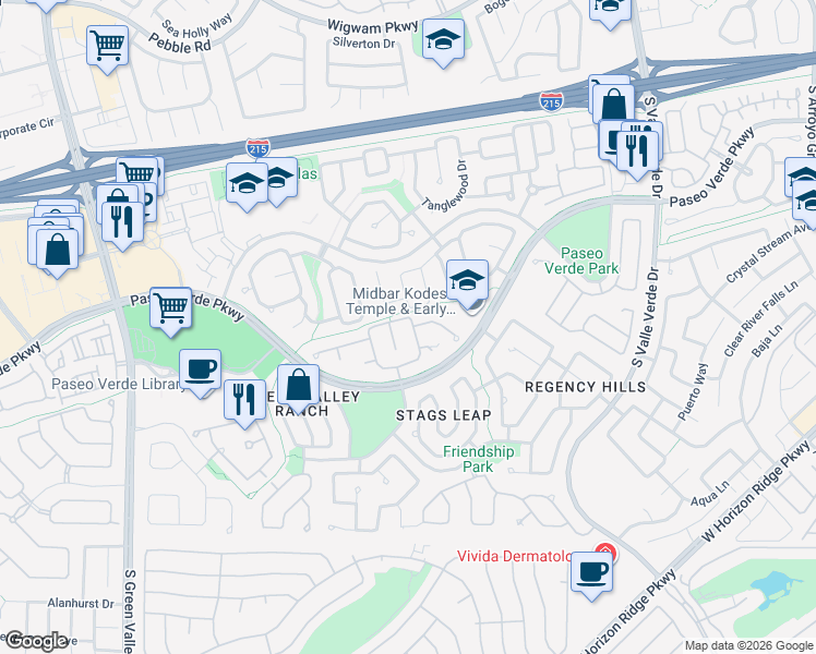 map of restaurants, bars, coffee shops, grocery stores, and more near 2054 Rawhide Village Court in Henderson