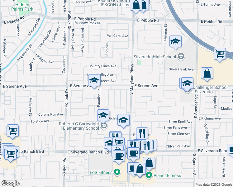 map of restaurants, bars, coffee shops, grocery stores, and more near 9362 Coral Berry Street in Las Vegas
