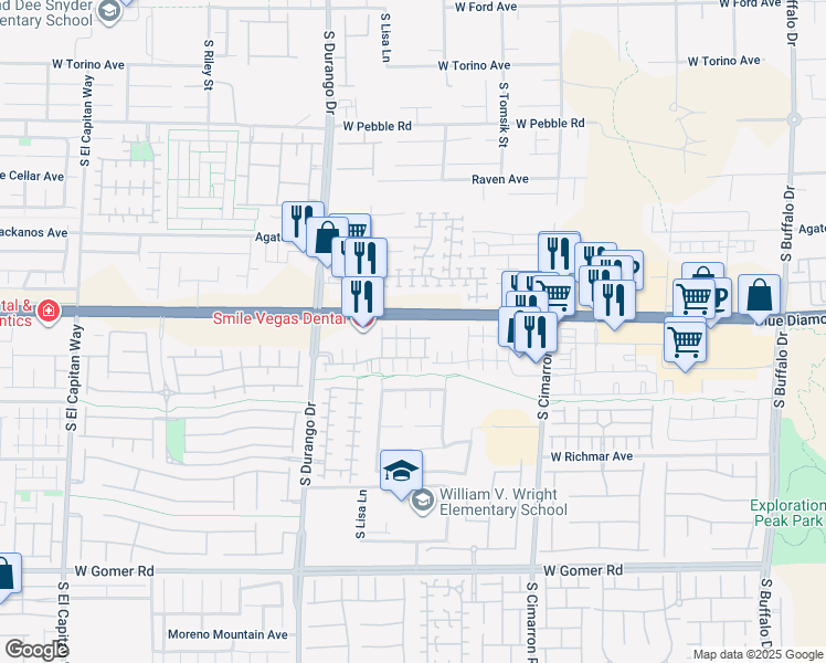 map of restaurants, bars, coffee shops, grocery stores, and more near 8406 Classique Avenue in Las Vegas