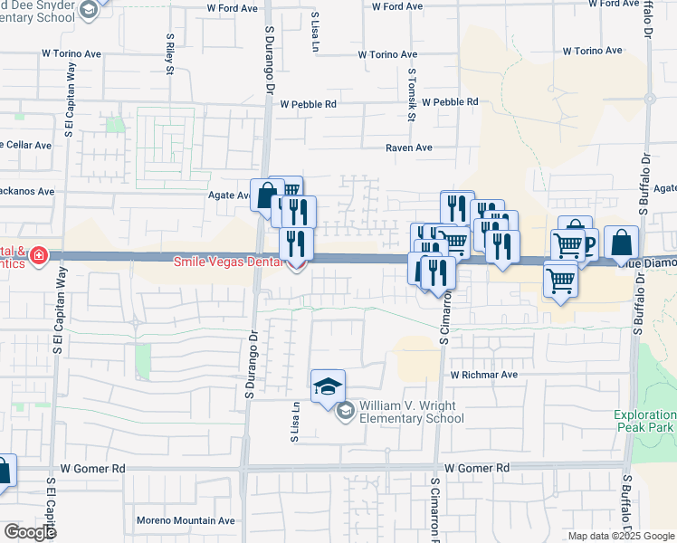 map of restaurants, bars, coffee shops, grocery stores, and more near 8430 Classique Avenue in Las Vegas